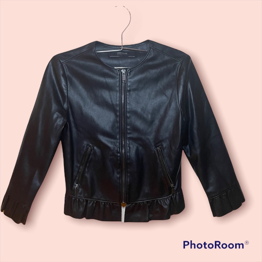 Zara black faux soft leather jacket